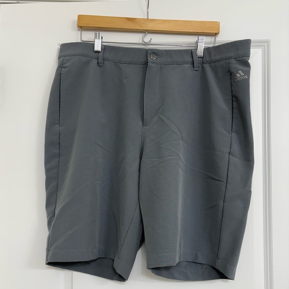 Adidas Men's Charcoal Flat Front Shorts - Picture 1 of 4